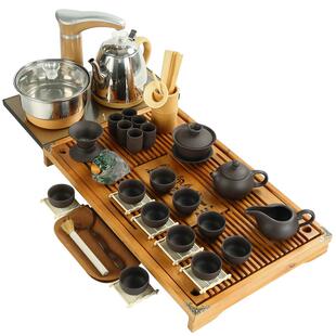 整套全自动功夫茶具套装家用实木茶盘组合四合一电热磁炉茶海茶台