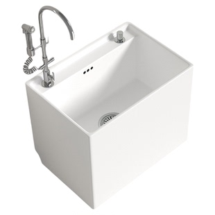 家用阳台陶瓷洗拖把池大号户外一体拖布池落地式带孔坐式龙头地盆