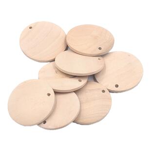 15-30MM原木色单孔木片手工圆片木胚diy饰品配件耳环手工材料配件