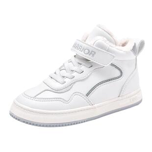 回力童鞋儿童二棉鞋2025新款冬季白色加绒保暖男童靴子女童皮棉靴