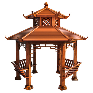 承接工程定制古建园林景观长廊阳光房仿古六角八角双层铝合金凉亭