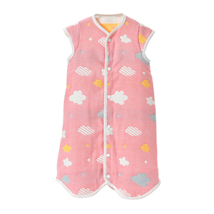 婴儿纯棉纱布春秋睡袋儿童分腿宝宝防踢被神器夏季款睡衣四季通用