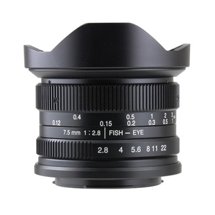 七工匠7.5mm f2.8超广角鱼眼二代微单镜头适用于索尼富士佳能松下