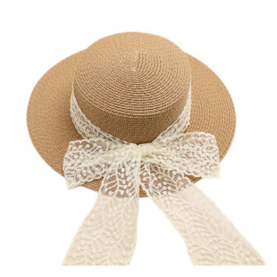 蝴蝶结系带草帽女夏季出游显脸小防晒遮阳防晒帽韩版百搭编织帽子