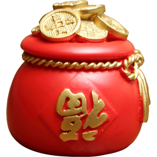 吉祥可爱聚宝盆福袋摆件红红火火新年吉祥物 蛋糕幸运装饰