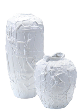 新中式风褶皱落地大花瓶软装饰品