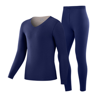 俞兆林男士保暖内衣套装冬季加绒加厚德绒发热羊绒蚕丝秋衣秋裤男