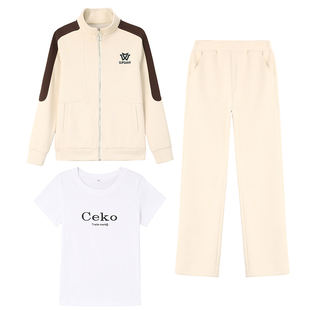 啄木鸟红色运动服套装女款2026新款春秋小个子减龄开衫卫衣三件套