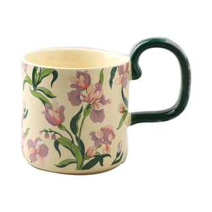 舍里铃兰花陶瓷马克杯特别好看的水杯女大容量办公室牛奶咖啡杯子