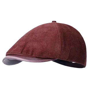 孙千同款前进贝雷帽女2025新款显脸小老钱风红色灯芯绒画家鸭舌帽