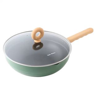 卡特马克甜甜圈炒锅珐琅不粘锅家用炒菜锅平底锅电磁炉燃气灶专用