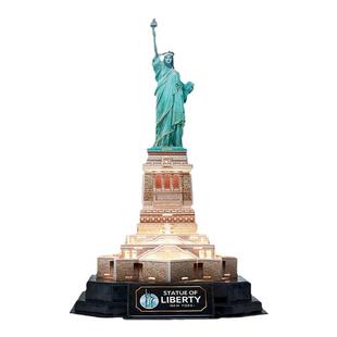 自由女神建筑模型3D立体拼图比萨斜塔大本钟炫彩灯光创意潮玩摆件