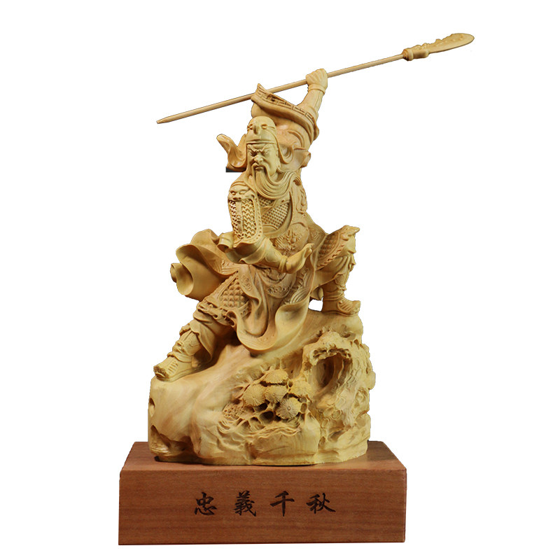 居舍小叶黄杨木雕关羽摆件