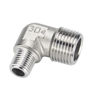 304不锈钢双外丝异径弯头4分直角90度6分外丝螺纹外牙变径弯头1寸