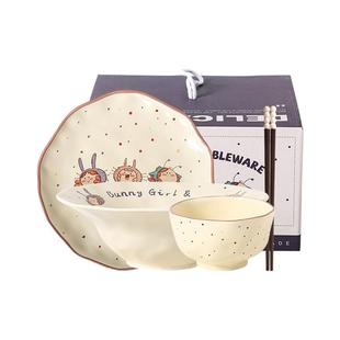 川岛屋可爱碗碟套装家用一人食餐具乔迁新婚生日礼物女生伴手礼盒