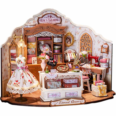 若来艾莎裁缝铺DIY小屋拼装模型