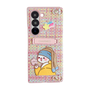 适用新款三星ZFold6手机壳GalaxyZFold7保护套w24珍珠手提链fold5肤感中轴磁吸全包壳膜一体少女可爱支架外壳