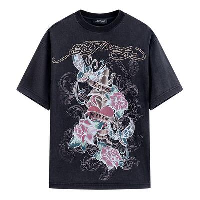 EdHardy黑色女士针织宽松T恤