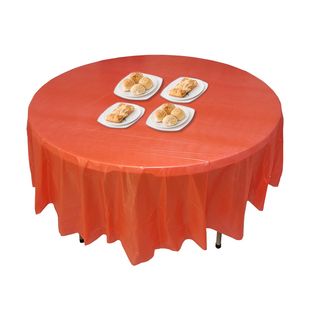 圆形2.13米纯色酒店一次性桌布 加厚台布塑料防水派对圆桌餐布