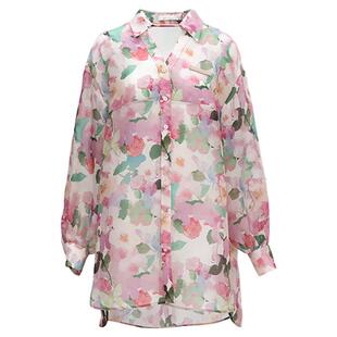 AS DALIO真丝欧根缎原创印花防晒衬衫宽松女士春日浪漫长袖衬衣