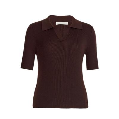 【商场同款】AUM噢姆2025年秋季新款精纺羊毛翻领修身针织衫上衣