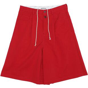 fafamoon设计师品牌 2025夏季新品A字形抽绳刺绣打褶量感短裤女