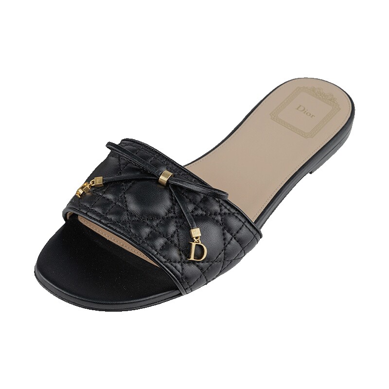 Dior/迪奥蝴蝶结藤格纹一字拖鞋