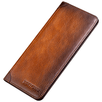 卡位复古风竖款防盗刷皮夹子超薄