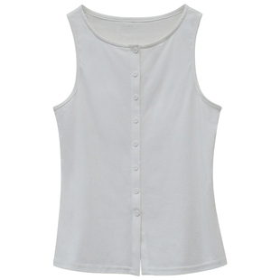 333sss洋气时髦的灰色白色修身显瘦无袖背心tee上衣女夏T恤