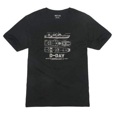 复古舰艇图纸标语字母印花短袖