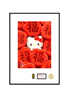 2026爆款【福满kt】粉红小KITTY安尼画廊HelloKitty挂画