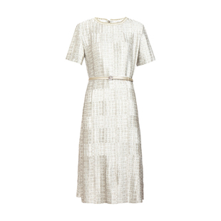 HONRN/红人圆领修身收腰显瘦短袖直筒裙连衣裙女春秋HJ11OL432