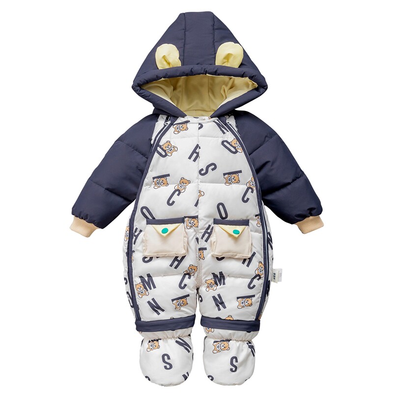 冬季90%包脚爬服睡袋羽绒连体衣
