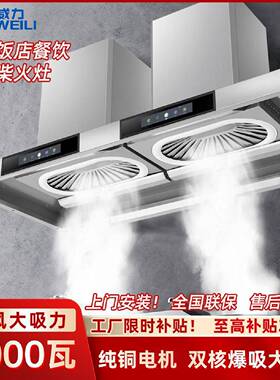 威力不锈钢商用油烟机农村柴火灶土灶餐饮酒店食堂吸油烟机大吸力