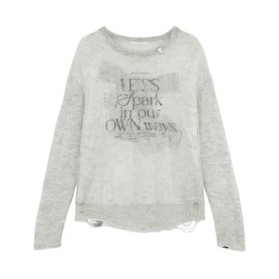 REVAN芮范设计师款时髦假两件透视灰毛衫RM70601178