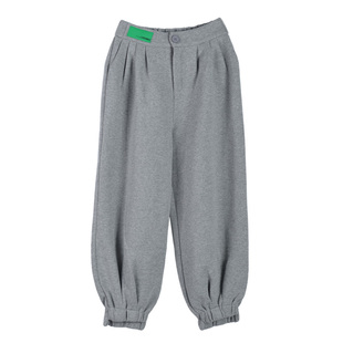 灰色小脚卫裤女春秋季加绒松紧腰运动裤九分束脚裤百搭休闲哈伦裤