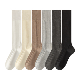 灰色小腿袜子女款冬季2025新款压力长筒袜配靴子长袜miu系高筒袜