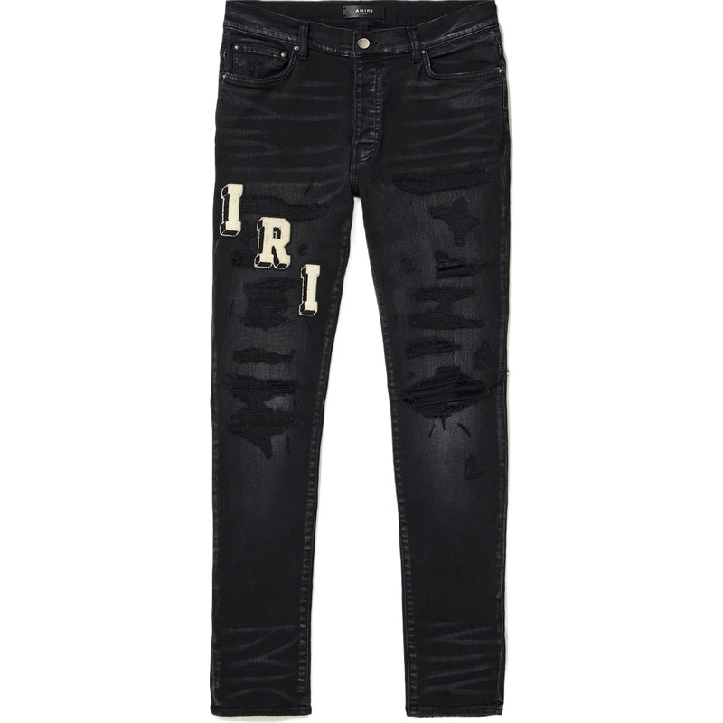 Amiri 早春男紧身品牌标志仿旧牛仔裤