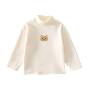 纯棉男女宝宝半高领打底衫无骨婴儿秋衣上衣秋冬男童女童儿童T恤