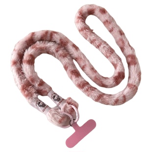 TOZOYO毛绒豹纹手机斜挎挂绳链挂件ins冬季氛围感背带防摔绳子可背斜背毛茸茸肩带女高级感新款垫片挂饰包壳