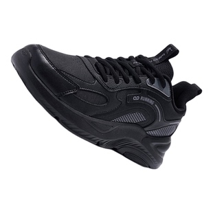 乔丹男鞋纯黑色工作上班运动鞋冬款皮面防水跑步鞋正品旅游鞋波鞋