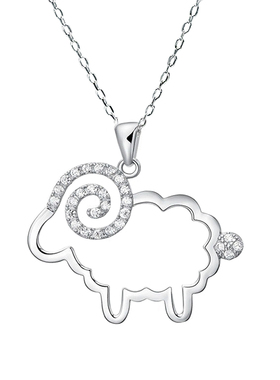 镶钻小绵羊纯银项链生日礼物