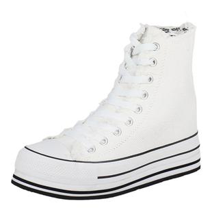 iiJin艾今官方经典10cm厚底内增高休闲帆布高帮鞋女AF005DBU(AL)