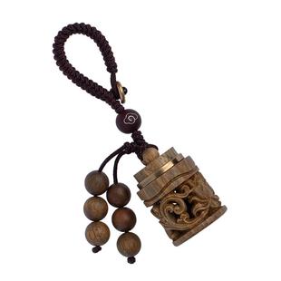 朴房可打开绿檀木扩香器汽车钥匙扣包挂饰莲花香囊香丸吊坠男女