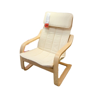 ikea宜家波昂 儿童扶手椅 桦木贴面猫咪图案恐龙米黄色布艺休闲椅