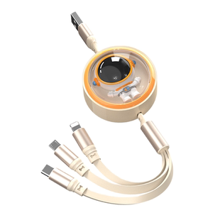 100W超级快充三合一数据线伸缩一拖三充电器线三头适用于苹果华为安卓Typec手机平板USB车载多功能通用宇航员