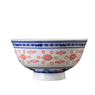 米饭碗面碗中碗饭碗中国风老式怀旧景德镇青花玲珑碗彩碗可印logo