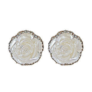 高级感玫瑰花金色耳环女螺旋耳夹款无耳洞戴百搭银针耳钉气质耳饰