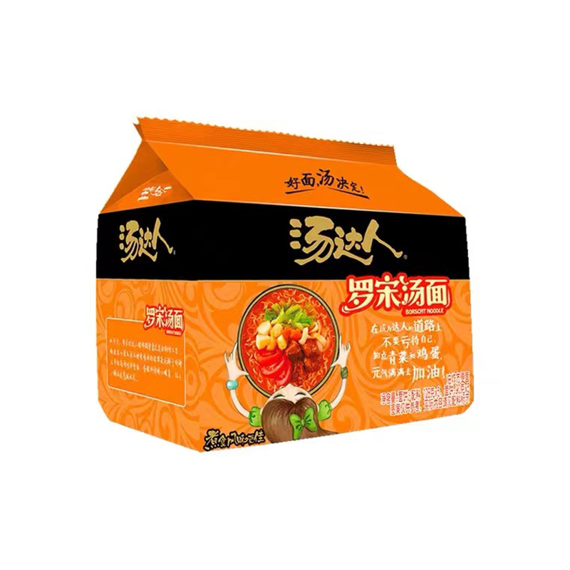 统一汤达人方便面袋装日式豚骨拉面酸辣罗宋汤5连包泡面整箱夜宵
