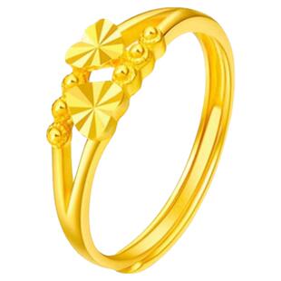 仿真心心相印戒子新款镀黄金爱心小圆珠指环活口18k戒指女情人节